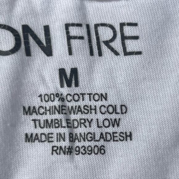On Fire Madonna T-Shirt LOVE Graphic Size Medium Tie Front Top Retro 80s Style - Picture 7 of 7